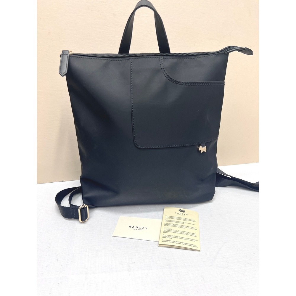 Radley London Backpack Women Medium Black Excellent Recycled Nylon Zip Pocket